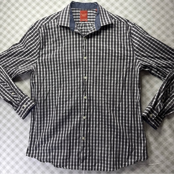 Original Penguin Other - Original Penguin Mens 16 34/35 Gray White Check Plaid Slim Fit Dress Shirt